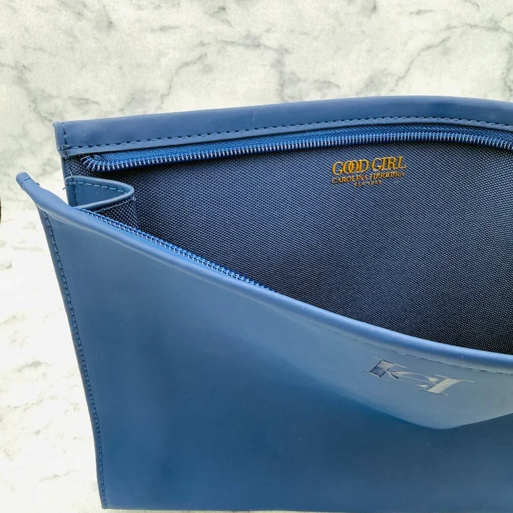 Carolina Herrera Beauty Gift Set-Navy Pouch, Mini Lip, Good Girl,Bad Boy-4pc-NEW